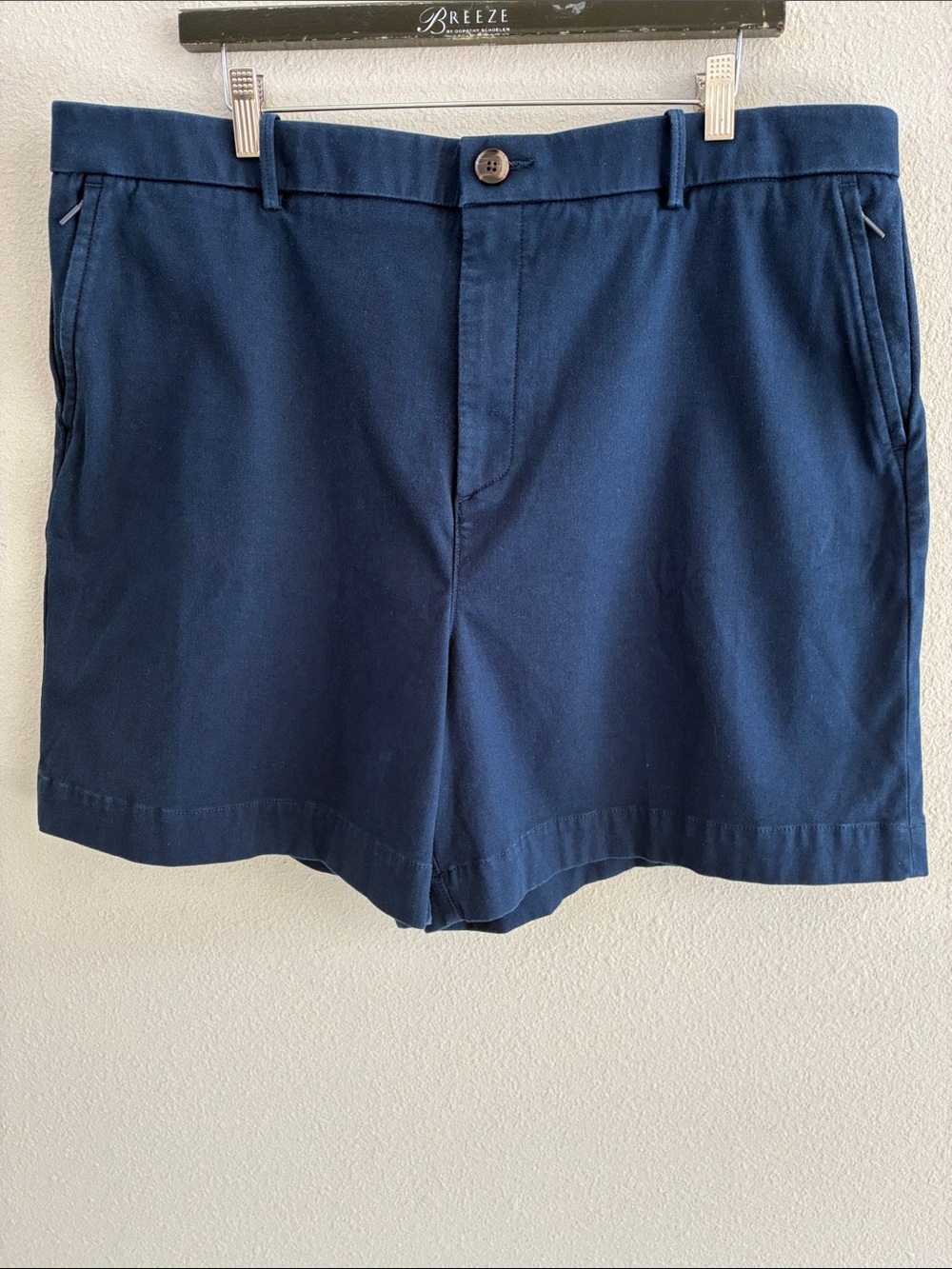Spanx Navy Blue Twill Shorts Zip Side Pockets Back Patch Pockets Size 2X 2T